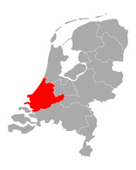 Karte von Südholland in Niederlande