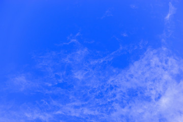 Fototapeta na wymiar Blue high sky with light feathery clouds. Circle type of clouds.