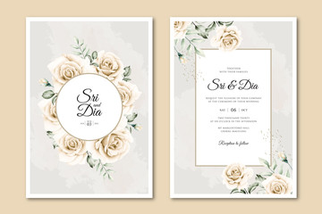 Elegant wedding card template with floral garden watercolor