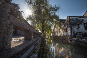 Image of Pingjiang Road in Suzhou,Jiangsu,China.Pingjiang Road is a historic road that keeps old Suzhou style,also it has lot of historic building,literature,art and famous for waterways.