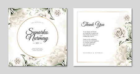 Fototapeta na wymiar Wedding card template with beautiful floral watercolor