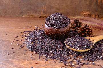 Berry rice on wooden table