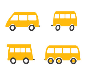 Bus on a white background. Collection. Vector illustration.