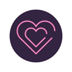 Neon heart inside circle vector design