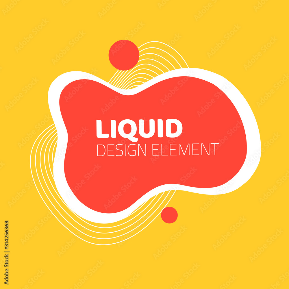 Fototapete fluid shape or liquid graphic element design vector on dark background for flyer or presentation tem