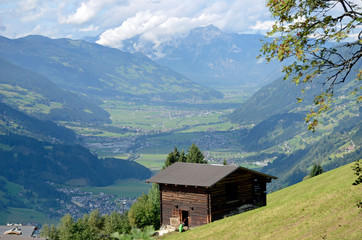 Fototapeta na wymiar Austria europe mountain landscape and natural scene grass lands and trees