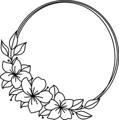 Floral circle wreath, Flowers frame for wedding invitation, birthday card
