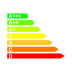 Energy efficiency consumption rating label, vector illustration.