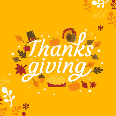 Retro Autumn Thanksgiving Lettering Phrase