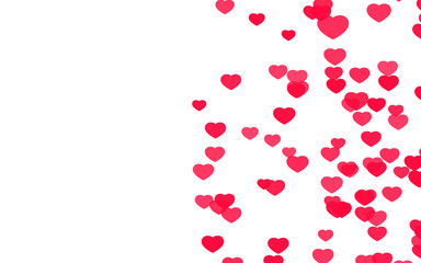 Valentine day pink red hearts on white background.
