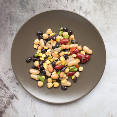 Healthy Four Bean Salad in a Bowl