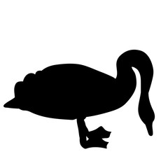 isolated, black silhouette of a goose, icon
