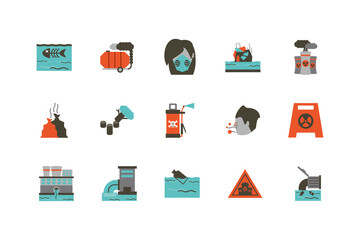 Isolated industrial and pollution icon set vector design