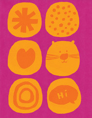 set of orange fruits and vegetables and cat hi isolated on pink background