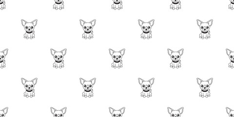 Vector cartoon character chihuahua dog seamless pattern background for design.
