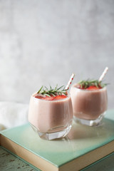 Strawberry fresh milkshake cold summer berry drink..