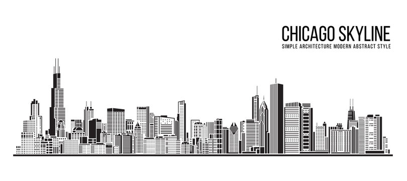 Cityscape Building Simple architecture modern abstract style art Vector Illustration design -  Chicago city