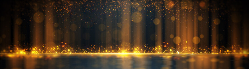 Gold Particle Glitter Luxury Background - obrazy, fototapety, plakaty