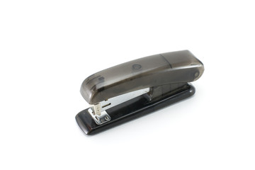  Office stapler made of translucent black plastic.