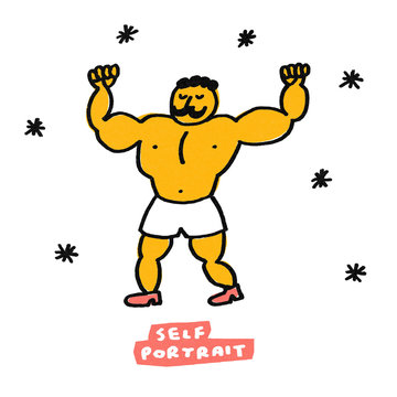 cartoon of muscle man