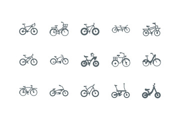 Isolated silhouettes bikes icon set vector design