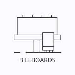 billboards thin line icon. Vector outline illustration