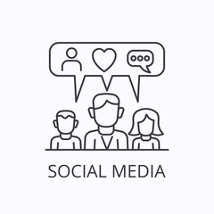 Social media thin line icon. Vector outline illustration