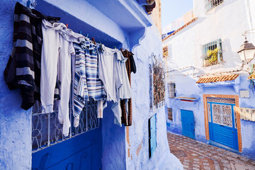 Fototapeta na wymiar Street in medina of blue town Chefchaouen, Morocco.