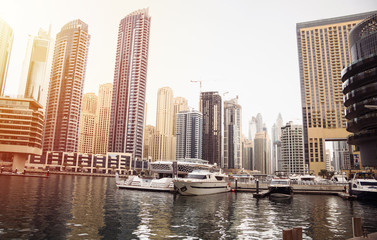 Fototapeta na wymiar Skyscrapers in Dubai Marina. UAE
