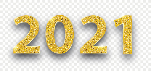 2021 Golden Glitter Transparent - obrazy, fototapety, plakaty