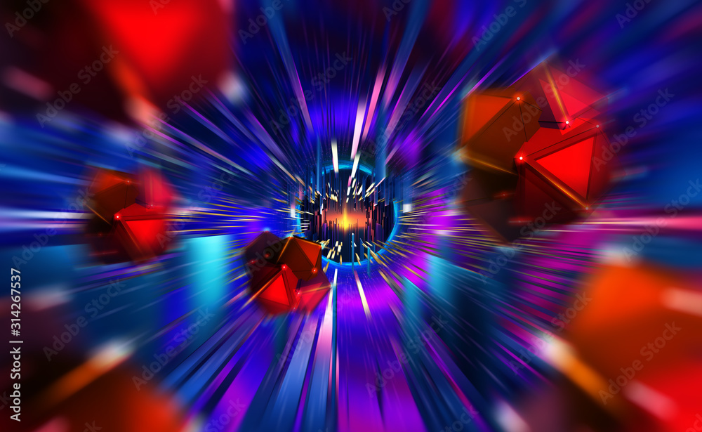 Aufkleber Artificial Intelligence. High speed data stream. Big Data Concept. Computer Mind and Quantum Architecture 3D Illustration