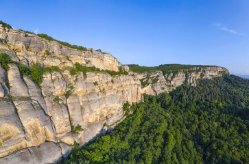 The limestone Madara cliff - a place where the Madara Rider was carved, dated in early 8th century, during the reign of Khan Tervel - the king of Bulgarians.