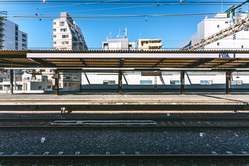 Japanese subway station and train