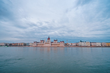 Fototapeta na wymiar The Hungarian Parliament Building on the bank of the Danube in Budapest.