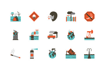 Isolated industrial and pollution icon set vector design