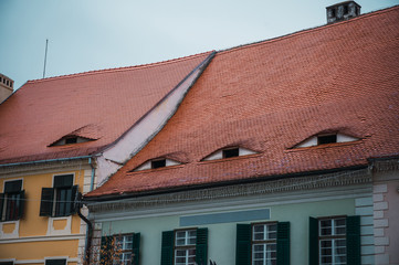 Sibiu, Romania. Traditional houses of Sibiu in the Transylvania area