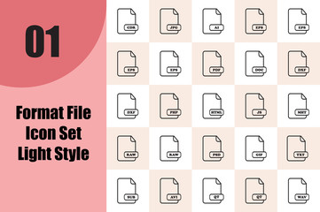 Format File Icon Set Light Style