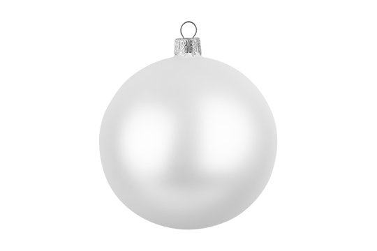 Silver Christmas ball on the Christmas tree on a white background