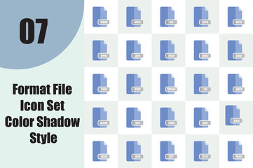 Format File Icon Set Color Shadow Style