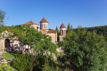 Monastery Motsameta, located on the picturesque mountain over the Rioni River. Georgia, Imereti region, near Kutaisi