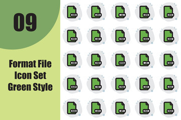 Format File Icon Set Green Style