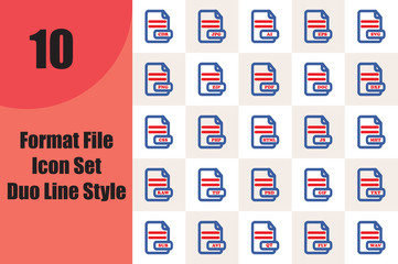 Format File Icon Set Duo Line Style