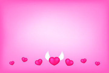 Red hearts on pink background. Valentine festival card concept.