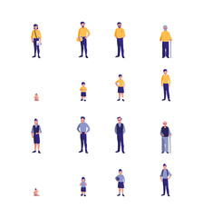 Isolated men people avatars set vector design