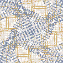 Grijze Franse linnen vector naadloze structuurpatroon. Penseelstreek grunge sier geweven abstracte achtergrond. Textiel in landelijke boerderijstijl. Onregelmatige verontruste tekens all-over print in grijsblauw.