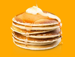 Stack of delicious pancakes, homemade breakfast