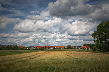 Landschaft,Sommer,Wolken,Dorf, weite