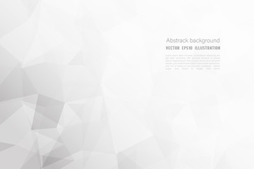 Abstract geometric white and gray polygon or lowpoly vector technology concept background.