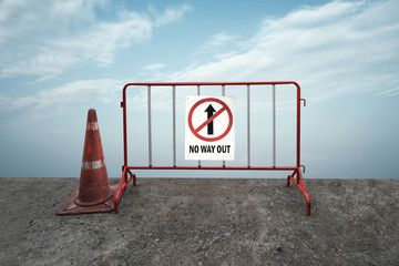 no way out sign on barrier