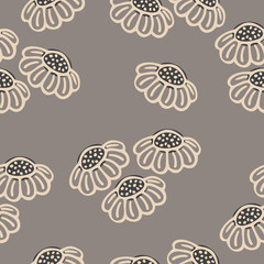 Seamless background with hand-drawn floral pattern. Chamomile. It can be used for decoration of textile, paper and other surfaces. 